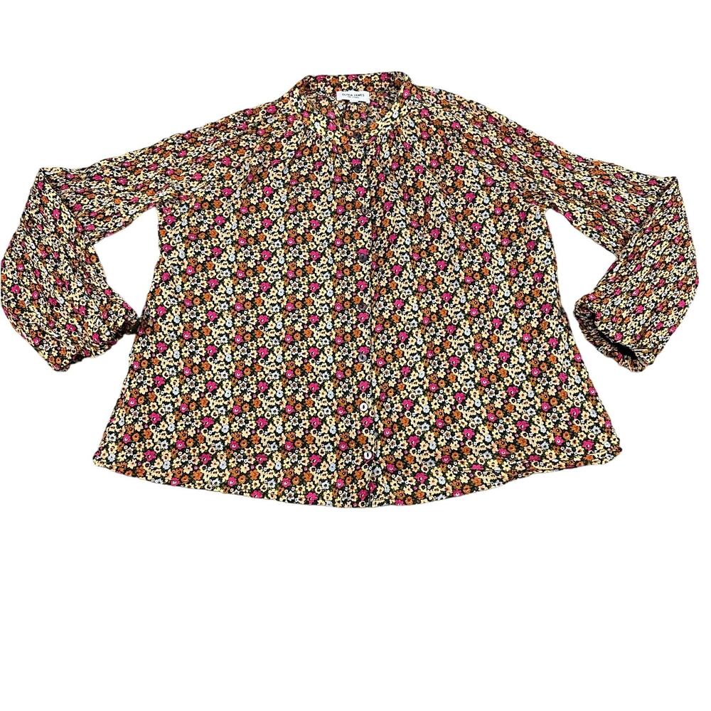 Olivia James The Label Floral Emory Blouse Womens Small Multicolor Cotton